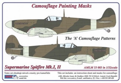 AML 1/32 Supermarine Spitfire Mk.I, Mk.II The 'A' camouflage pattern paint masks