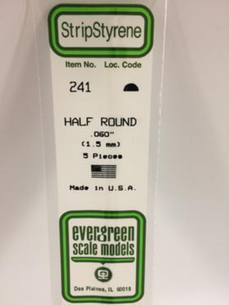 Evergreen 35cm Long Half Round 1.5mm