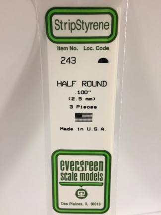 Evergreen 35cm Long Half Round 2.5mm