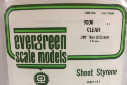 Evergreen Sheet Clear 15x29cmx0.25mm (.010")