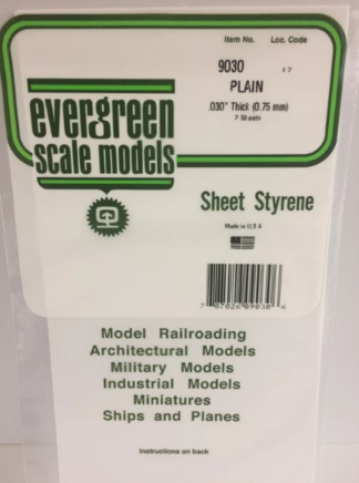 Evergreen Sheet White 15x29cmx0.75mm (0.030')