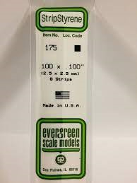 Evergreen Strip 35cm Long 2.5mm Square (.100x.100")