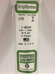 Evergreen StripStyrene 35cm I beam 9.5mm (2 Pieces)