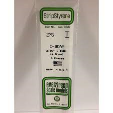 Evergreen StripStyrene I-Beam 35cm Long x 4.8mm (3 per pack)