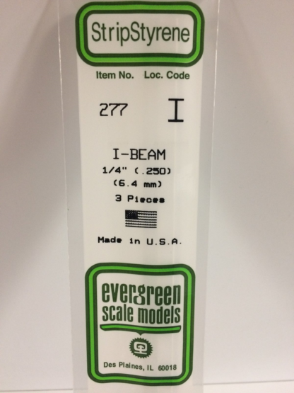 Evergreen StripStyrene I-Beam 35cm Long x 6.4mm (3 per pack)
