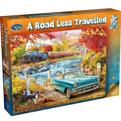 Holdson A Road Less Travelled 1000 Piece Jigsaw Puzzle Steam Train in Fall