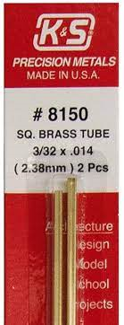 K&S 8150 Brass tube Square2.38mm (2 Piece)