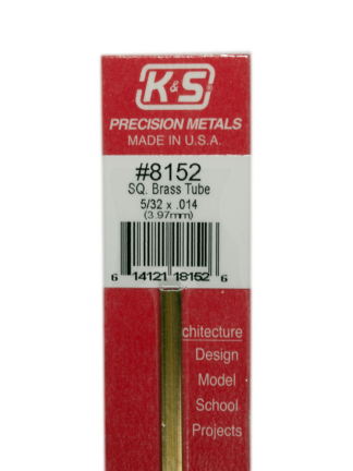 K&S 8152 Brass tube Square 3.97mm (1 Piece)