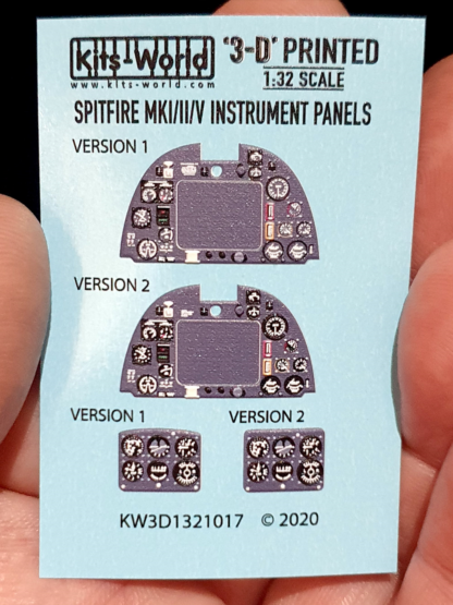 Kits-World 1/32 3D Full colour Instrument Panel. Supermarine Spitfire Mk.I/Mk.II/Mk.V